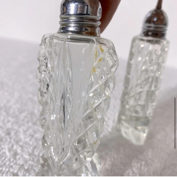 Vintage Cut Crystal  Salt & Pepper Shakers - Picture 9 of 11